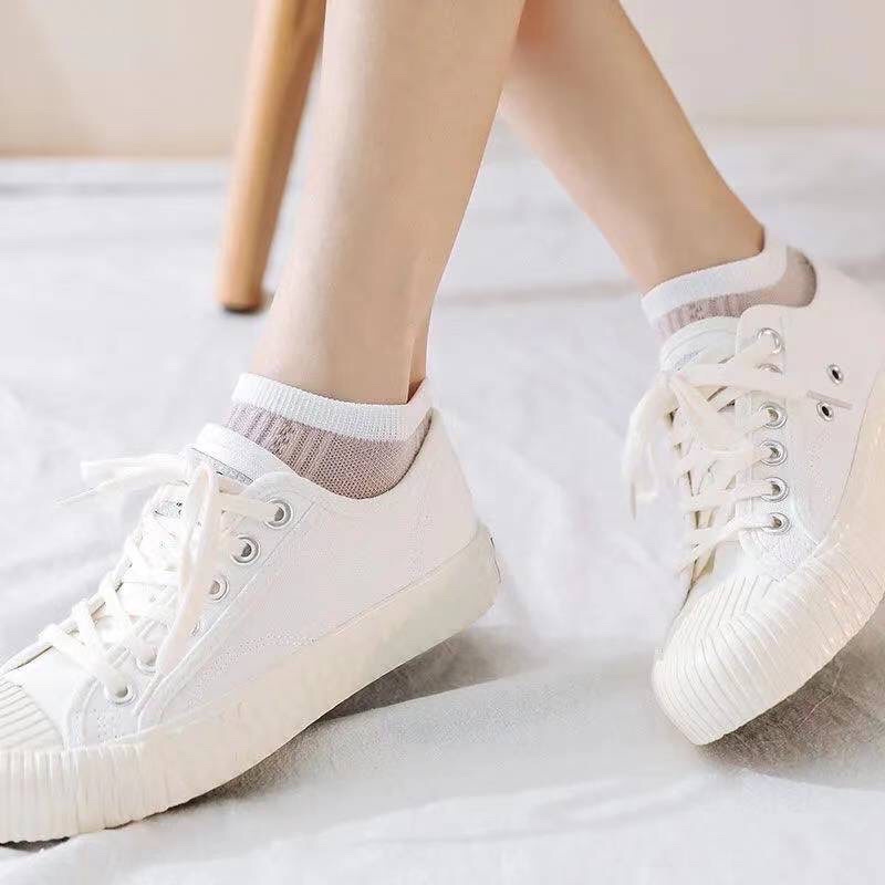 [TonaShoe] Vớ Cổ Ngắn Unisex Cotton Co Giãn Hút Mồ Hôi, Hoạ Tiết Xinh Xắn Phù Hợp Với Mọi Loại Giày