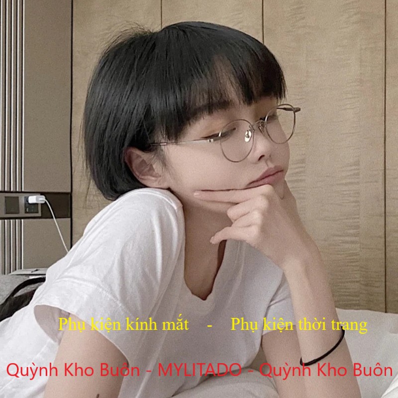 Gọng kính cận nam nữ Cao Cấp TOM 21 ,  mắt kính tròn gọng kính kim loại màu sắc thời trang 2056