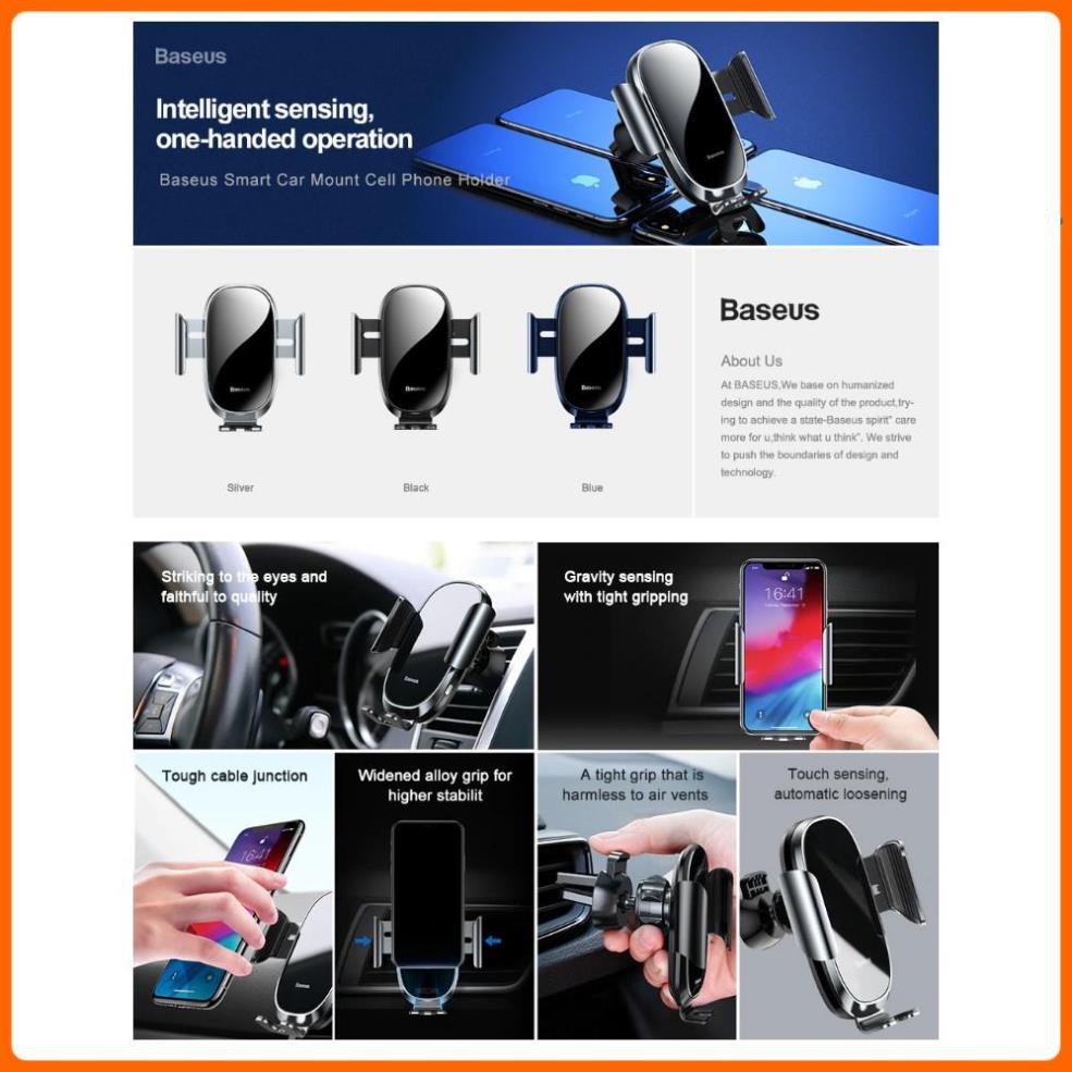Kẹp Điện Thoại Thông Minh Trên Xe Hơi Hãng Baseus Có Cảm Biến Tự Động Giữ Điện Thoại Khi Sử Dụng | BigBuy360 - bigbuy360.vn