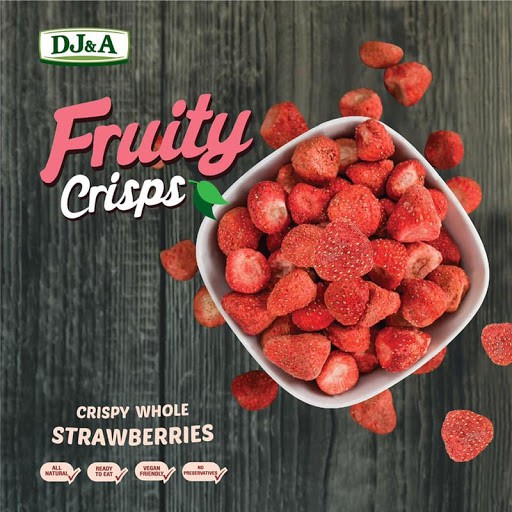 Combo 2 Túi Dâu Tây Sấy Giòn Nguyên Quả hấp dẫn Nhập khẩu Úc  DJ&amp;A 25g - Combo 2 packs Freeze Dried Strawberries DJ&amp;A