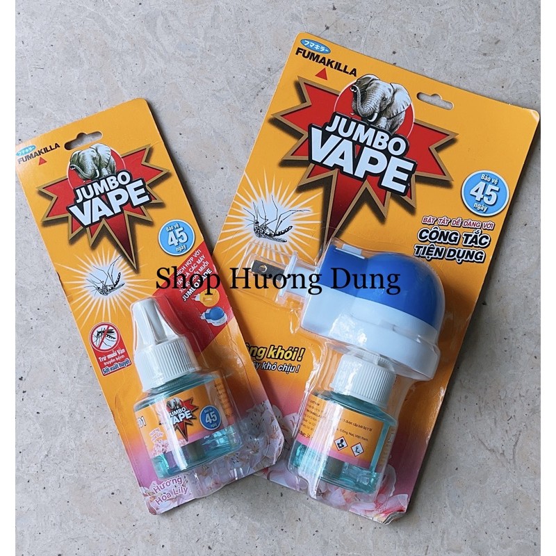 Máy xông đuổi muỗi và lọ tinh dầu, tinh chất xông Jumbo Vape