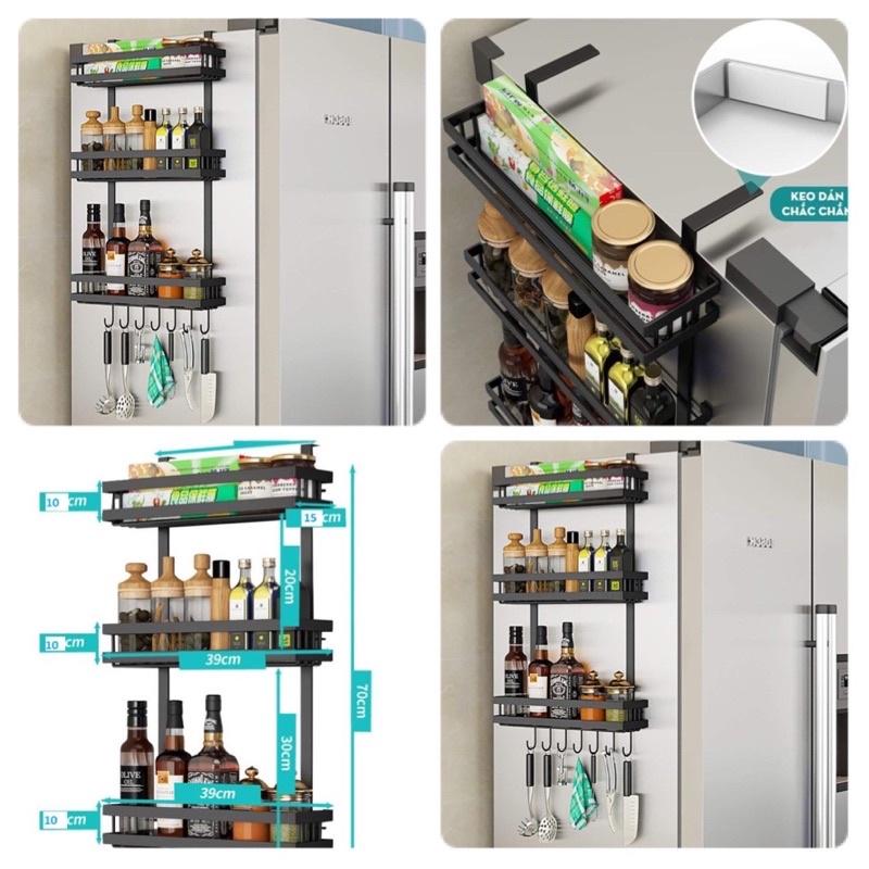 Giá kệ treo tủ lạnh thông minh dán cố định siêu chắc chắn- chất liệu thép sơn tĩnh điện chống rỉ