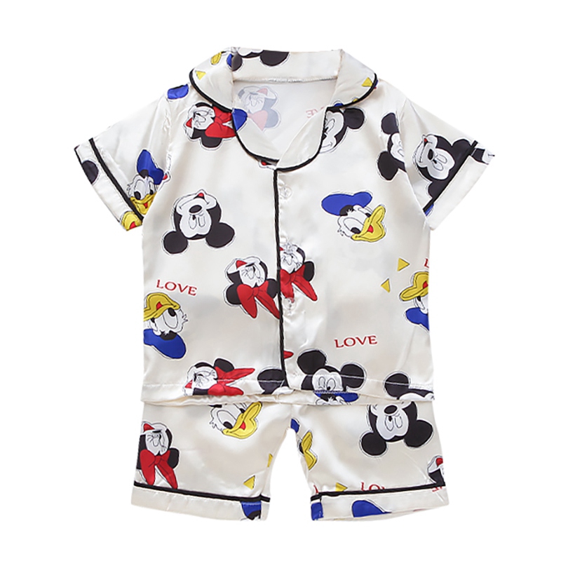 Bộ Đồ Ngủ Ngắn Tay In Hình Chuột Mickey Cho Bé