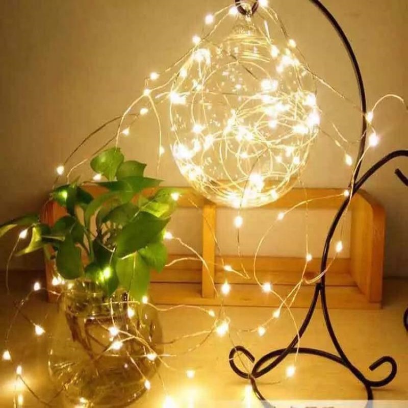 Đèn led trang trí fairylight có sẵn pin dài 2m ánh sáng vàng gồm 3 chế độ nháy tùy chỉnh