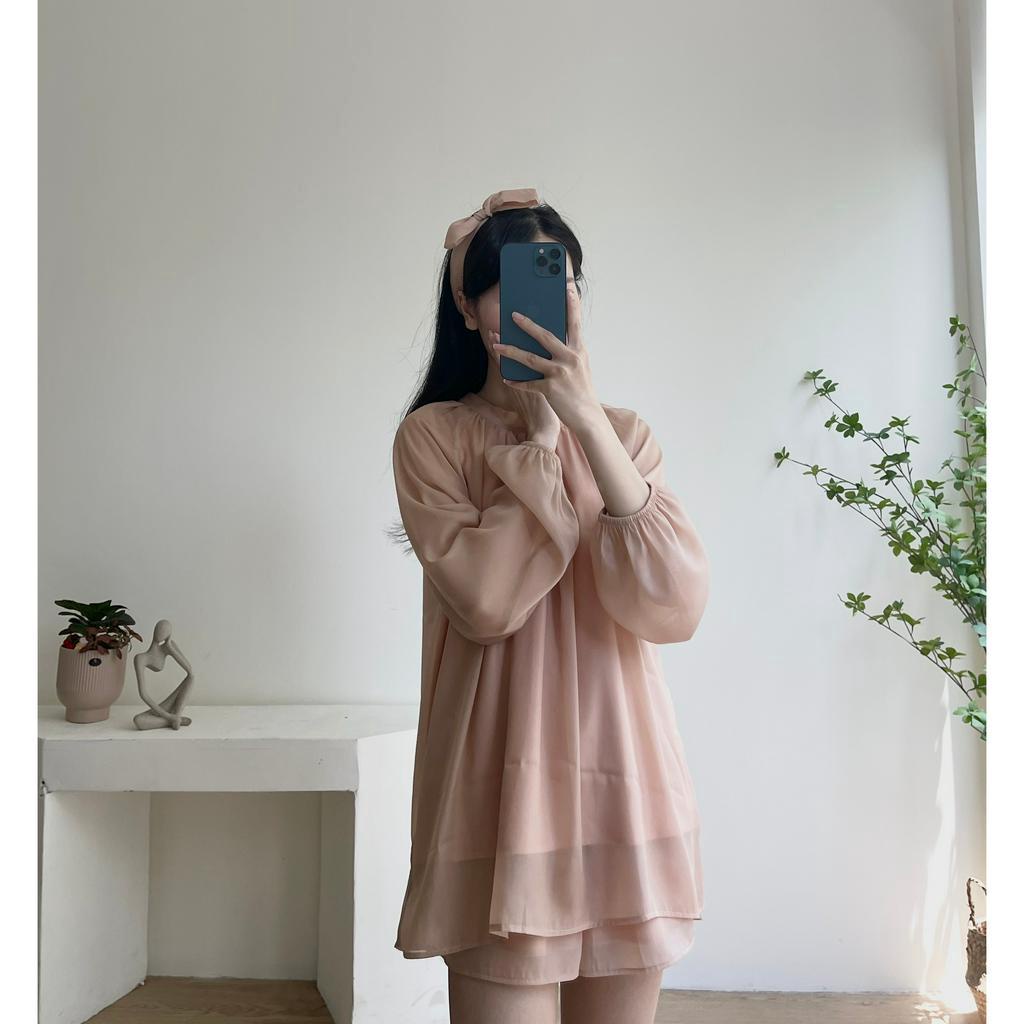 Set voan tơ kèm đai 3 chi tiết Miho house