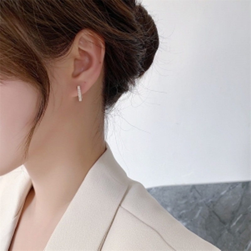 Bông tai mạ bạc 925 hình vuông thiết kế đơn giản phong cách Hàn Quốc mới