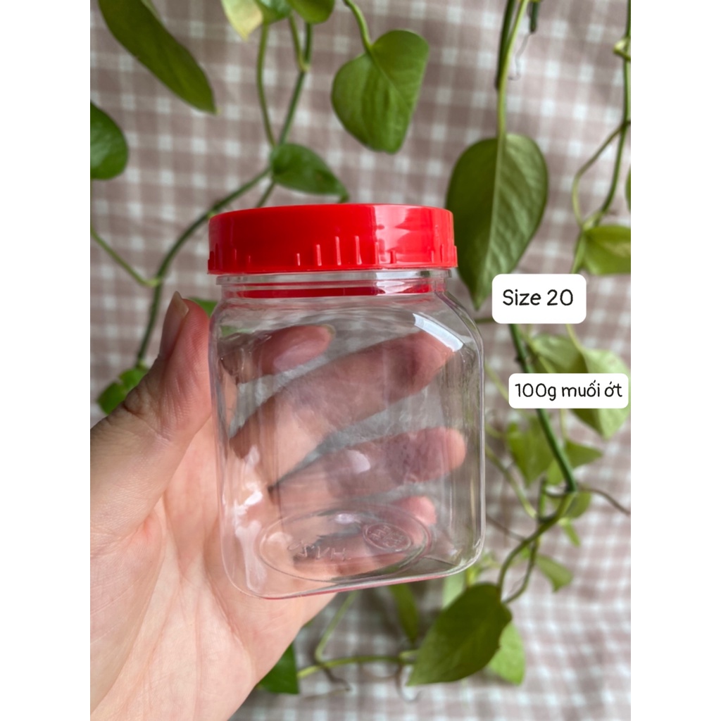COMBO 1 LỐC 24 HỦ NHỰA ĐỰNG MUỐI TÔM/MUỐI ỚT SIZE 15/20 HỦ VUÔNG
