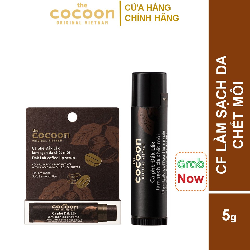 [CHÍNH HÃNG] Cà Phê Đăk Lăk Làm Sạch Da Chết Môi Cocoon Thuần Chay 5g (Lip scrub)