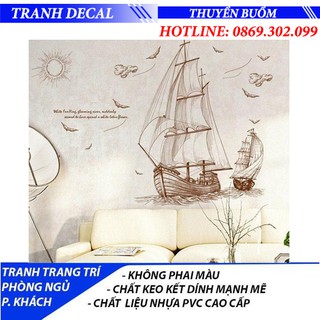 Bộ Decal Tranh Trang Trí Dán Tường Phòng Khách và Phòng Ngủ Hình Thuyền buồm T05