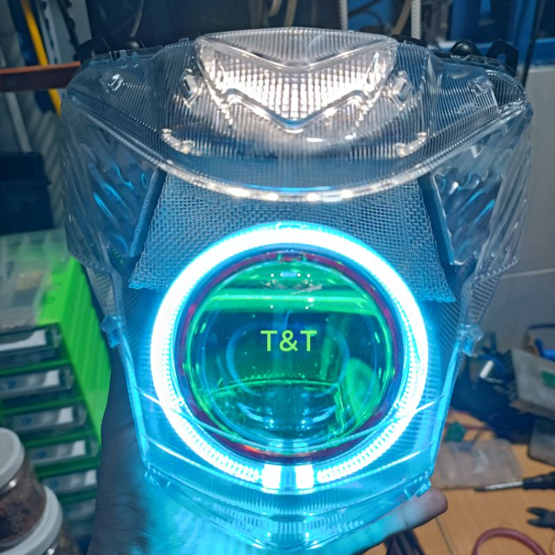 Pha Đèn Satria Lên Sẵn Bi Led Titan Black, Kenzo S500 Pro