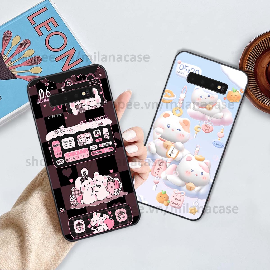 Ốp Samsung S10 / S10 5G / S10 Plus / S10+ hình đồng hồ icon gấu mèo cute cực dễ thương ngộ nghĩnh