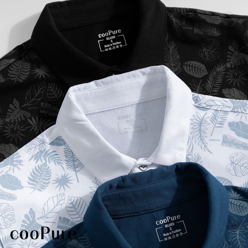 Áo polo nam Tropical Leaves cooPure màu cam, 100% cotton, thiết kế mới mẻ NO.2713 (4 màu)