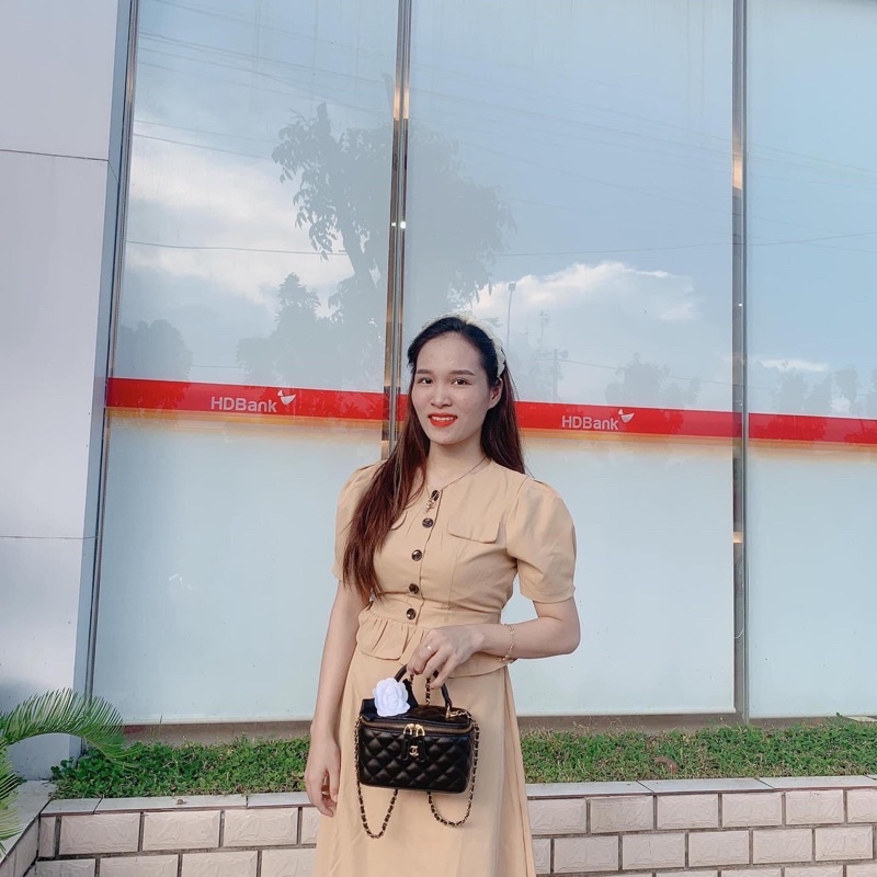 Túi xà neo hoa trà cốp vuông trần trám fullbox