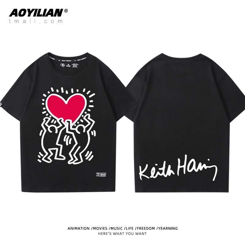 Keith Áo Thun cotton Ngắn Tay Form Rộng Thời Trang Mùa Hè Cho Cặp Đôi