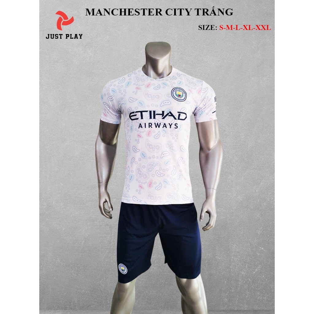 Bộ áo đá banh Man City trắng sân khách 2021