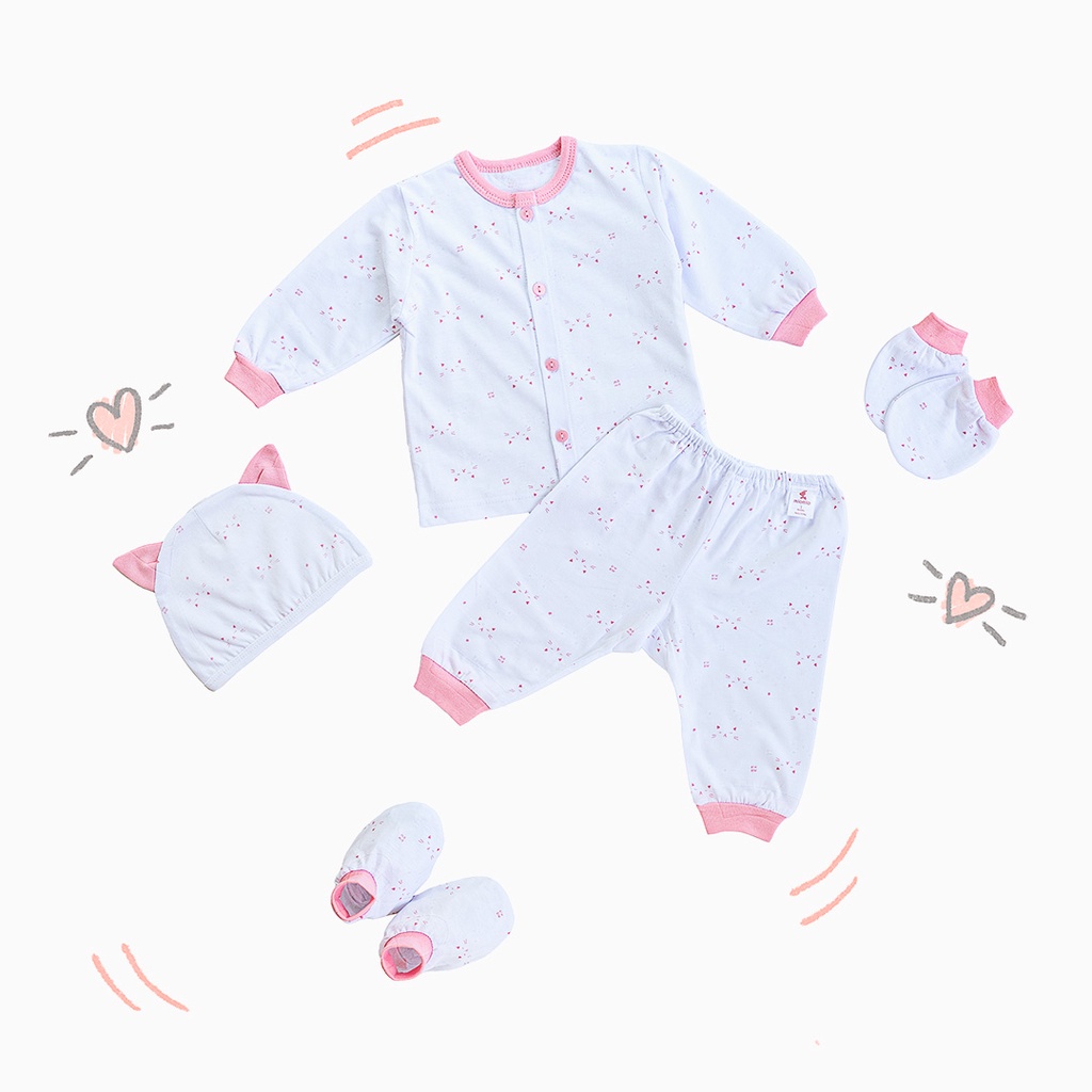 Set Đồ Sơ Sinh 5 Món Dài MIOMIO, Họa Tiết: Thỏ, Sọc, Mèo, Mèo Mây Cho Bé Trai Bé Gái