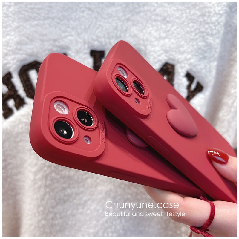 Ốp Điện Thoại Silicon Màu Đỏ Rượu Vang Bảo Vệ lens Gắn Dây Đeo iphone15 11 14 13 12 11 pro xsmax 14promax xr xs 7 8plus
