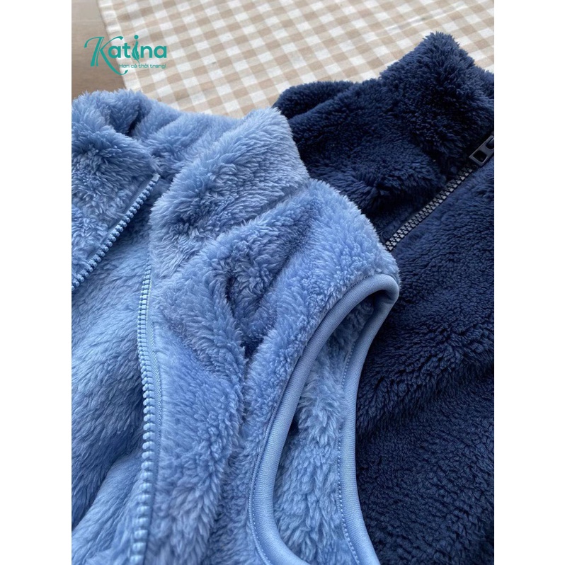 Áo khoác Gile lông cừu Katina cho bé mặc mùa thu đông ấm áp