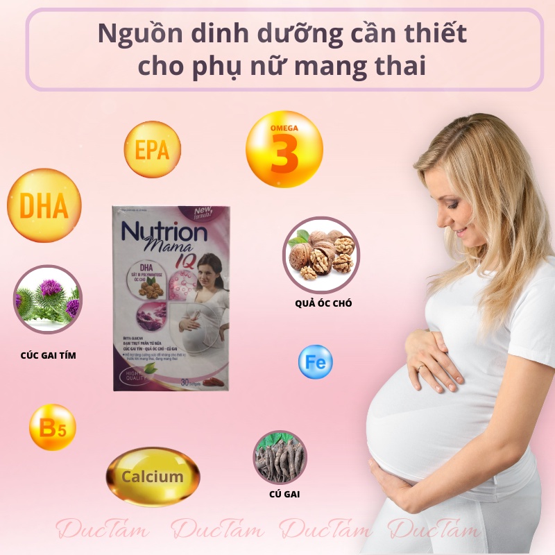 Vitamin Tổng Hợp Cho Bà Bầu NUTRION MAMA IQ Bổ Sung DHA Hộp 30 Viên