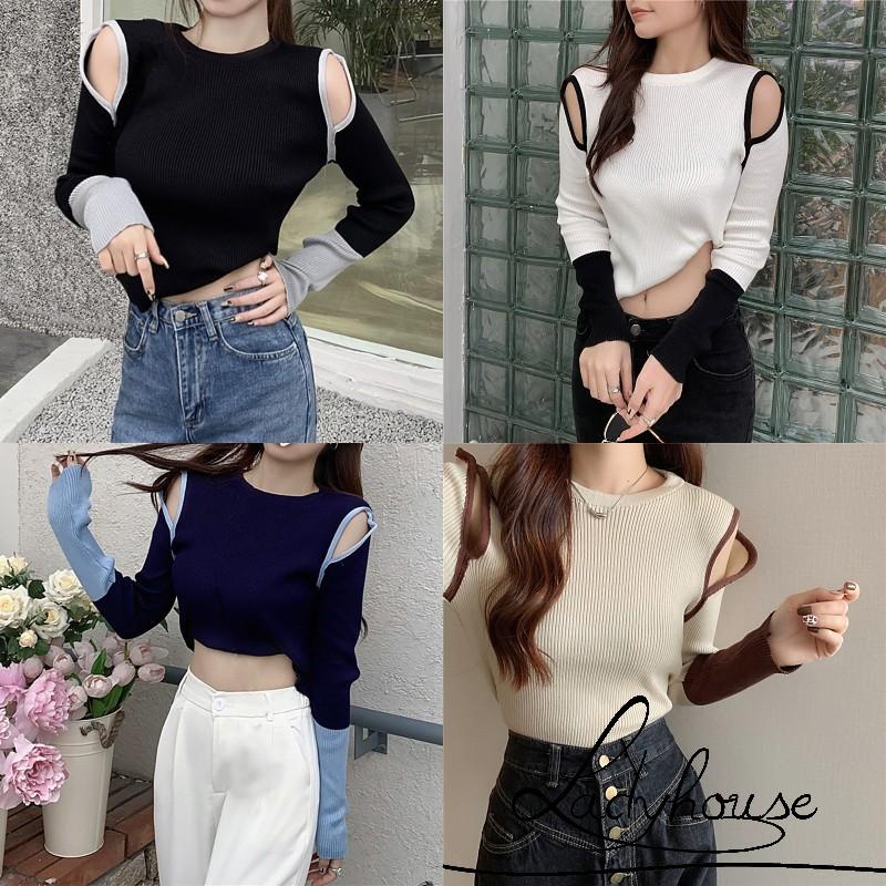 Áo thun tay dài cổ tròn dáng ôm thời trang mùa thu cho nữ