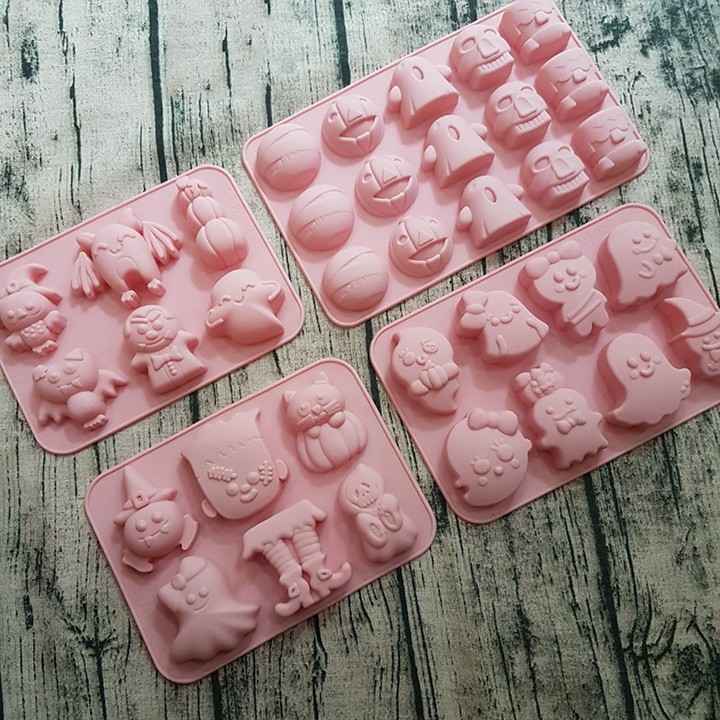 HCM - Khuôn silicon chủ đề Halloween đổ rau câu pudding, làm socola