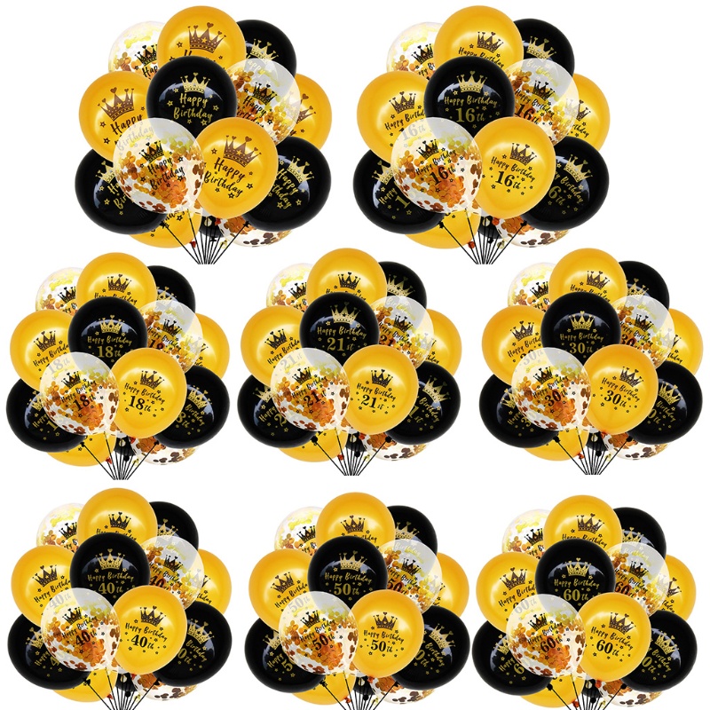 Set 15 Bong Bóng Latex 12 Inch 16 / 18 / 21 / 30 / 45 / 50 / 60 In Chữ Happy Birthday Đẹp Mắt