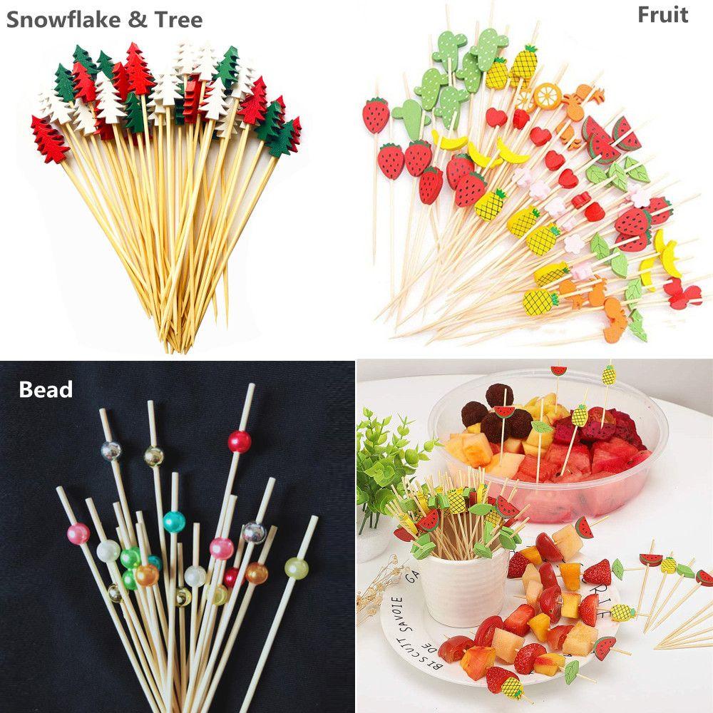 Set 100 Tăm Ghim Trái Cây / Tráng Miệng Nhiều Màu Sắc Trang Trí Tiệc Giáng Sinh