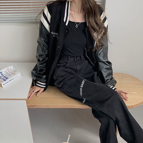 Quần Jean Lưng Cao Ống Suông Thêu Họa Tiết Cho Nữ