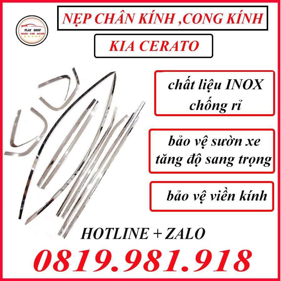 Nẹp Chân Kính, Cong Kính Inox Xe KIA CERATO 2016-2021 Sáng Bóng, Không Rỉ Cao Cấp- FREE SHIP