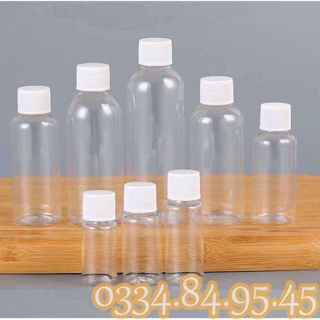 Chai nhựa nắp VẶN TRẮNG 5ml / 10ml / 15ml / 20ml / 30ml / 50ml / 80ml / 100ml - Lọ chiết mỹ phẩm du lịch.
