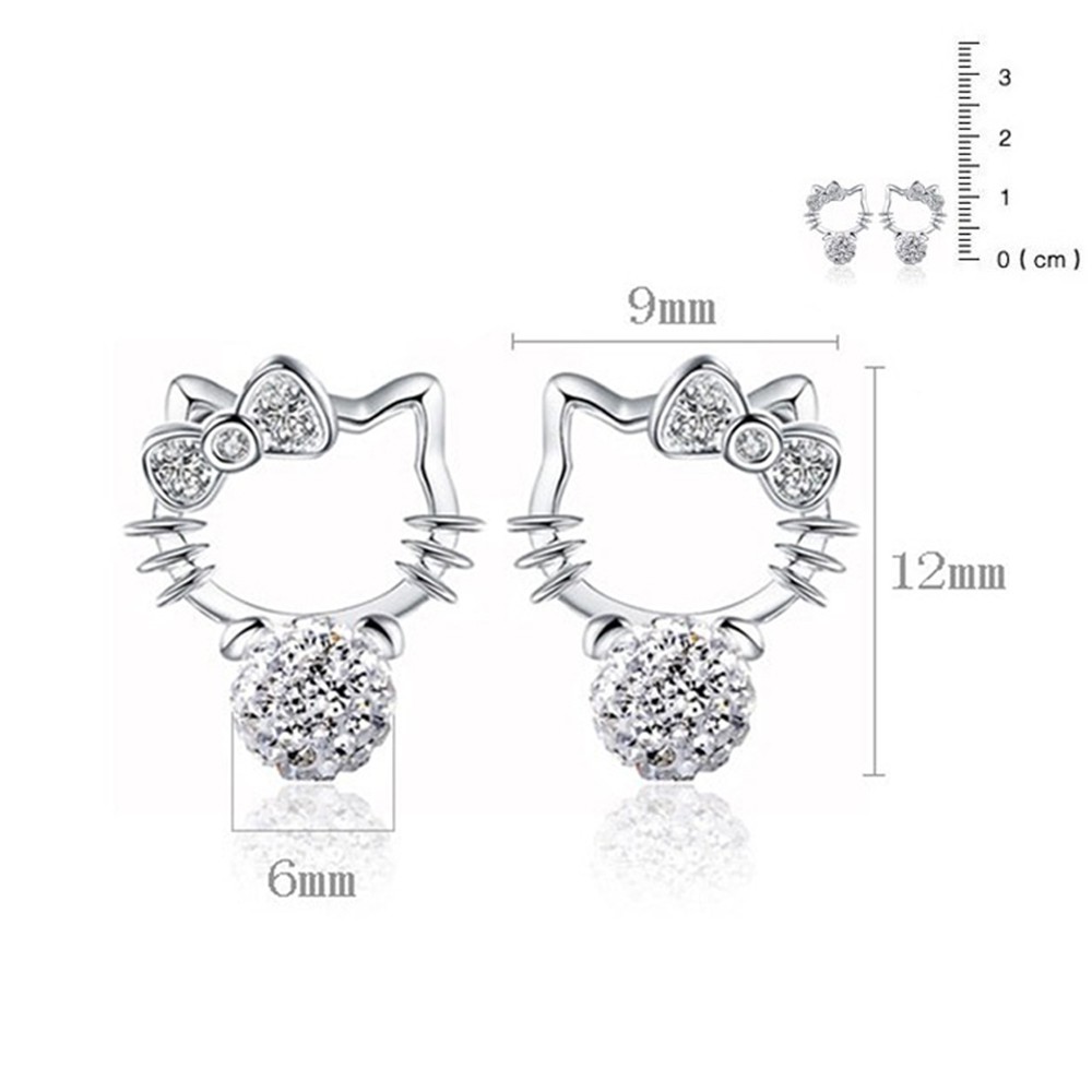 Hello kitty Đôi Bông Tai Mạ Bạch Kim Hình Mèo kitty