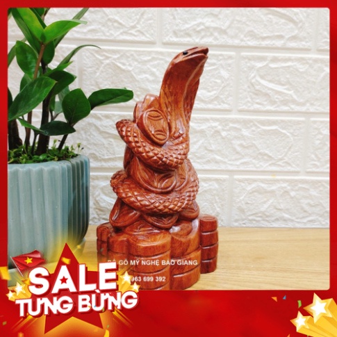 Tượng con rắn gỗ hương cao 20 cm