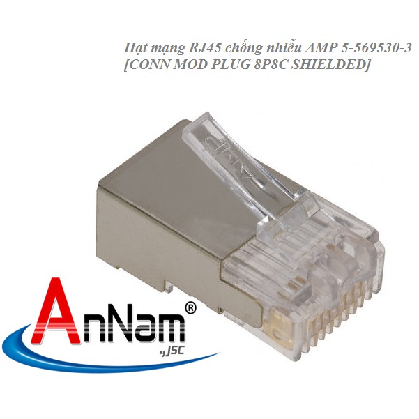 Hạt mạng Sắt AMP chống nhiễu Shielded 8 Position Modular Plug mã 5-569530-3