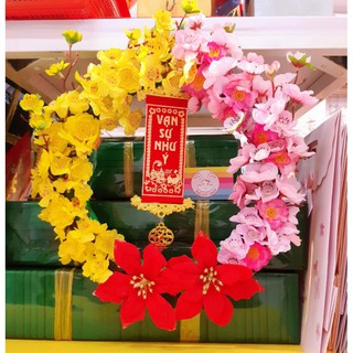 Vòng Hoa trang trí Tết các size 20cm, 25cm, 30cm, 40cm, 50cm