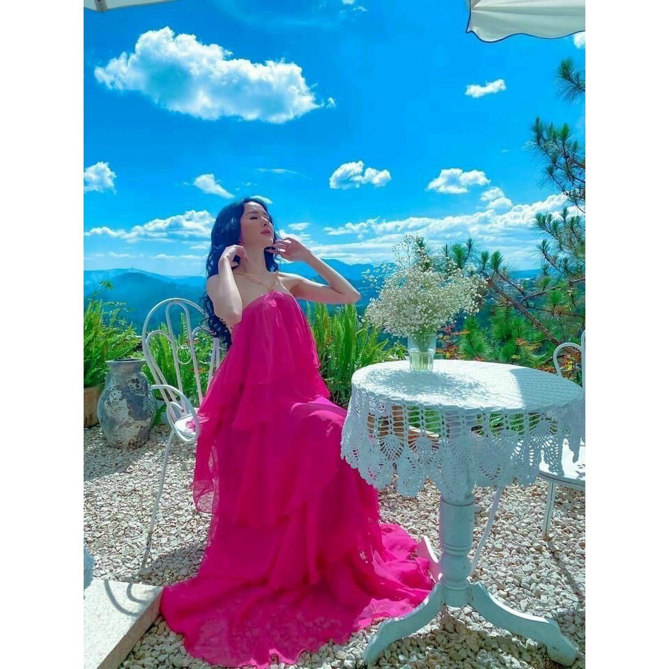 Đầm maxi đi biển cổ yếm voan tầng sang chảnh - Passion Dess | BigBuy360 - bigbuy360.vn