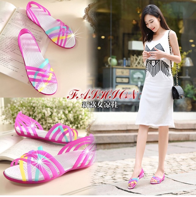 [BIG SIZE ĐẾN 40] Giày Sandal Nữ Quai Dẻo PVC Thời Trang Đi Biển Đi Mưa Phong Cách Hàn Quốc Size 35-40 - Lucky Girl shop