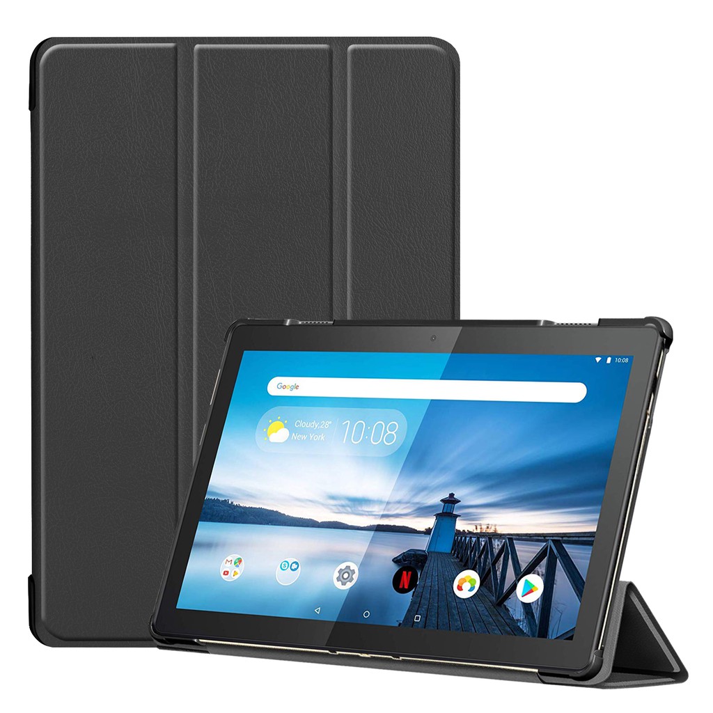 Ốp lưng da nắp lật gấp làm 3 màu đen dành cho Lenovo Tab M10 TB-X605F