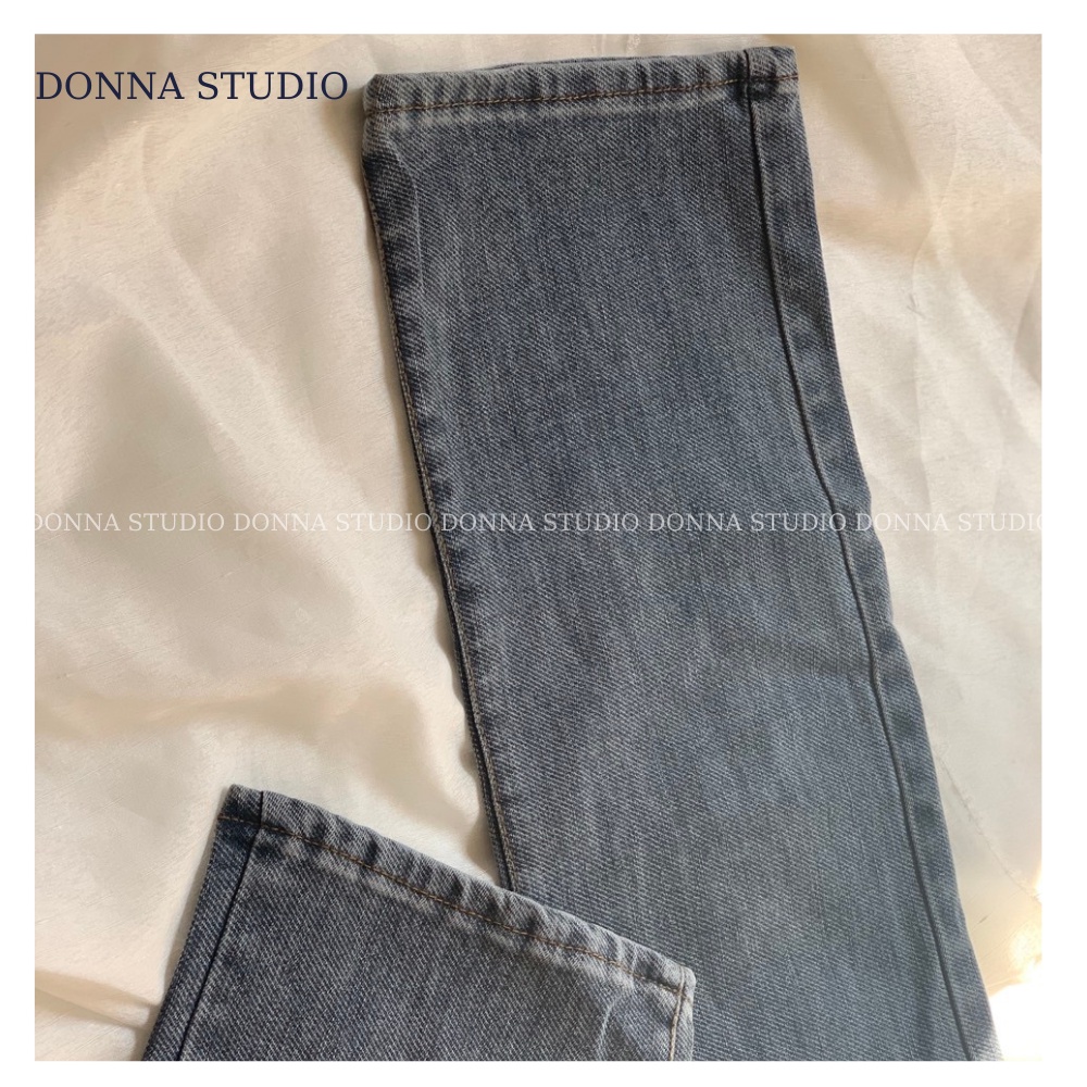 Quần Jean Ống Đứng Ghi Đá Tôn Dáng DONNA Quần Bò Nữ Cá Tính Năng Động