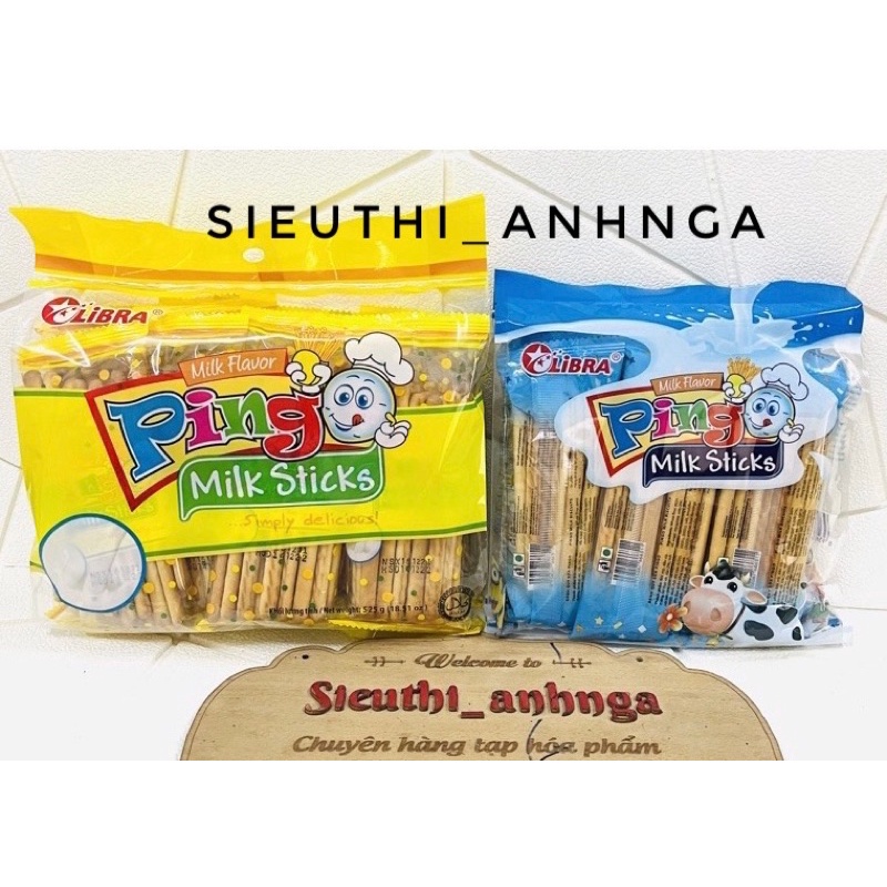 Libra bánh que Pingo hương sữa Milk Stick Biscuit 198g/525g