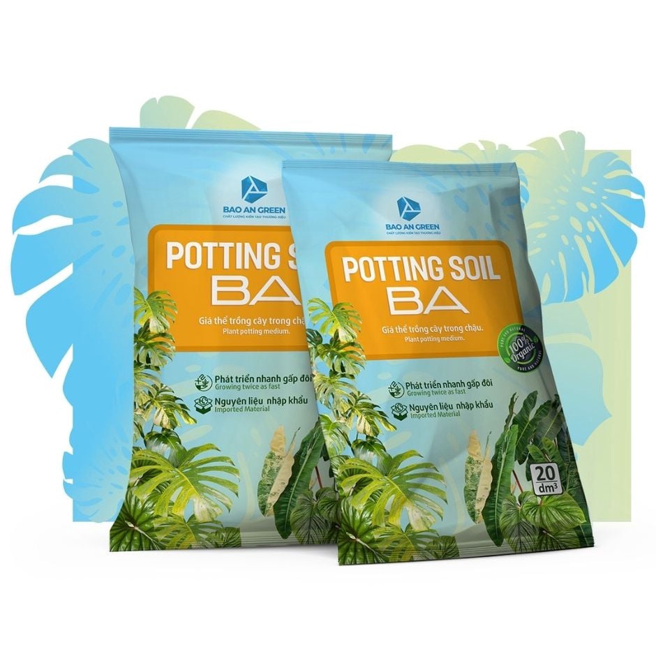 Potting Soil BA - Giá thể trồng chậu trộn sẵn (bao 20dm3 ~ 6-7kg) đất