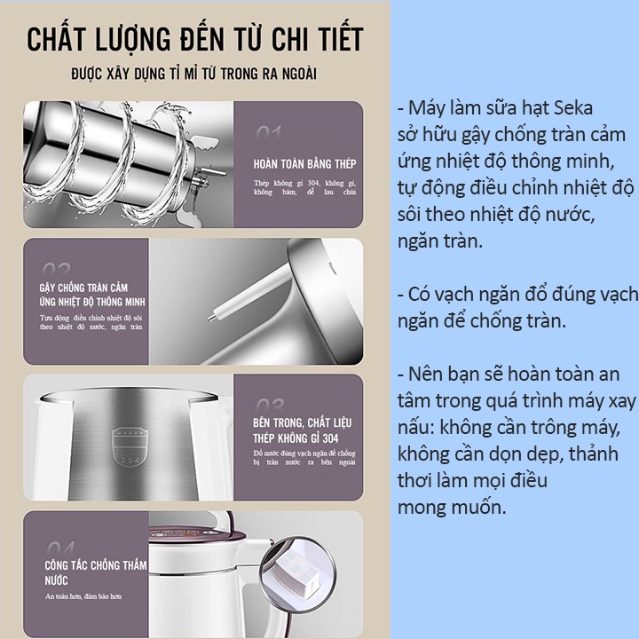 Máy Làm Sữa Hạt Đa Năng SEKA - Máy Xay Nấu Đa Năng, Xay Sinh Tố - Công Nghệ Đức, Bảo Hành 02 Năm