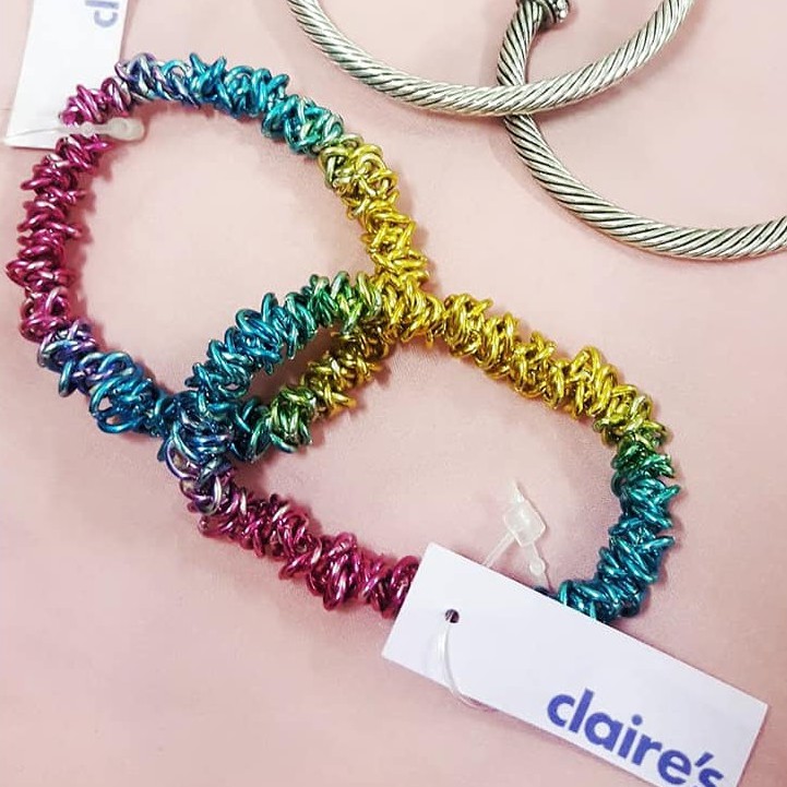 Vòng tay CLAIRE'S chính hãng chuỗi xích cầu vồng co dãn limited edition KATY PERRY bản giới hạn PRISIM