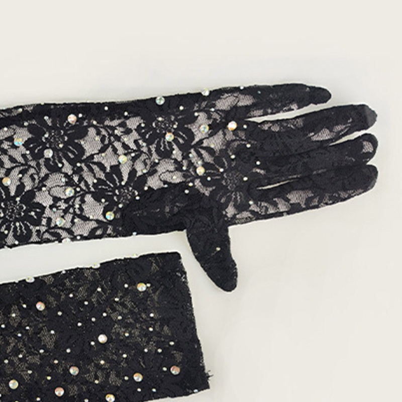 Găng Tay Ren Đính Đá Lấp Lánh Bảo Vệ Toàn Diện Cho Nữ