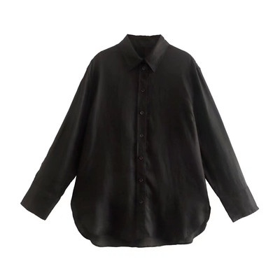 Made in Morocco - Áo Zara Sơ Mi Vải Lanh Cao Cấp Dáng Rộng Màu Trơn AT5SMG43N10