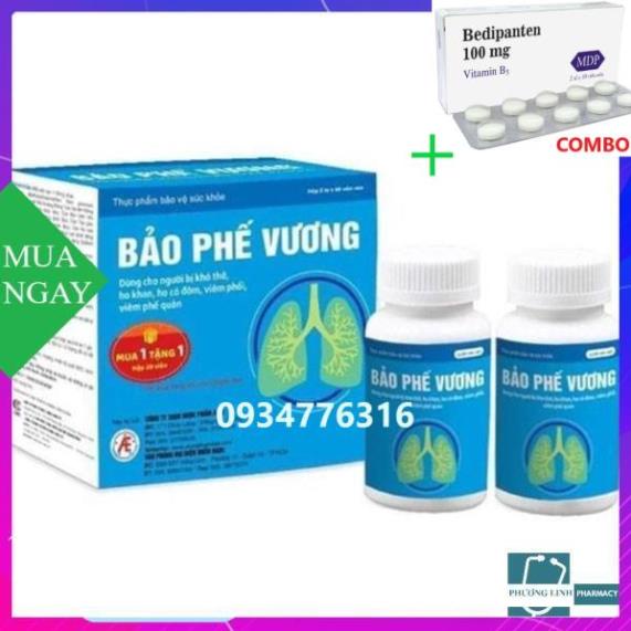 Combo Bedipanten 100mg +  Bảo Phế Vương dành cho người khó thở, viêm phổi, viêm phế quản, hộp 120