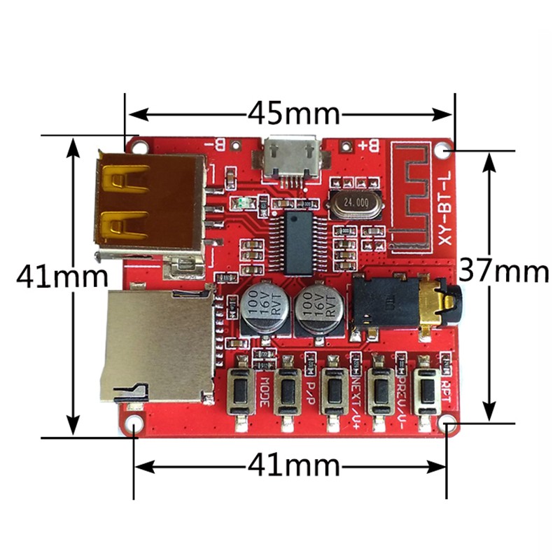 Mô-đun giải mã WAV nhận tín hiệu khuếch đại âm thanh Bluetooth 4.1 MP3 hỗ trợ USB / TF / U-Disk cho xe hơi