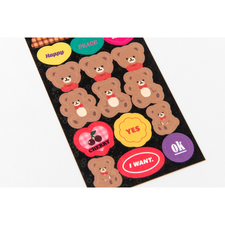 Set 2 Tấm Sticker ARTBOX Hàn Quốc Black Bear Gấu Bear Dễ Thương