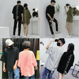 Áo Thun Unisex Tay Lửng Đan Dây Lưng Cực Chất