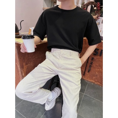 Áo thun nam cổ tròn dáng rộng tay trễ Basic Tee CHOU IN HANOI