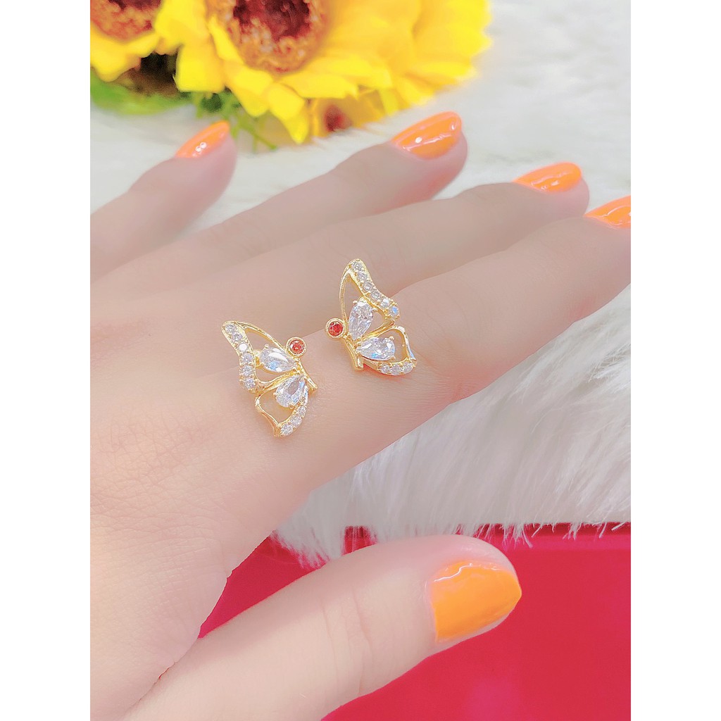 Bông tai nữ cánh bướm  - phụ kiện nail đính đá UHA , chuôi cài chắc chắn, kiểu dáng hiện đại, thu hút, sang trọng B168